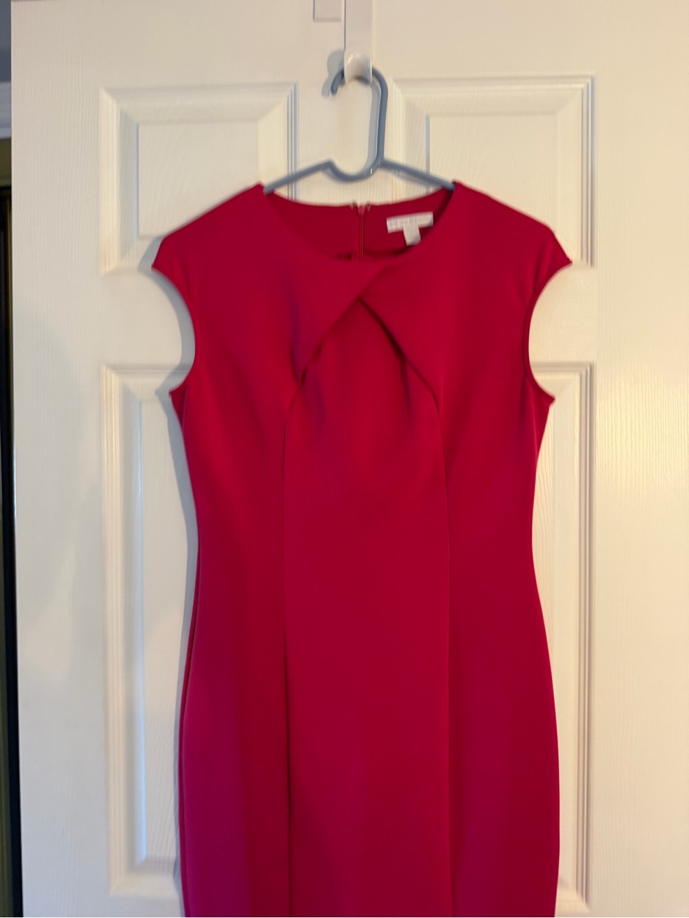 New York & Company Hot Pink Twist-Front Cap-Sleeve Midi Dress
